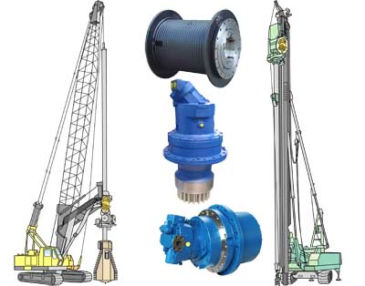 Drilling Rigs and Piling_Rigs, GFT-W Winch Drives, GFT-W Hydraulic Winches, GFB Swing Drives, GFT Travel Drives
